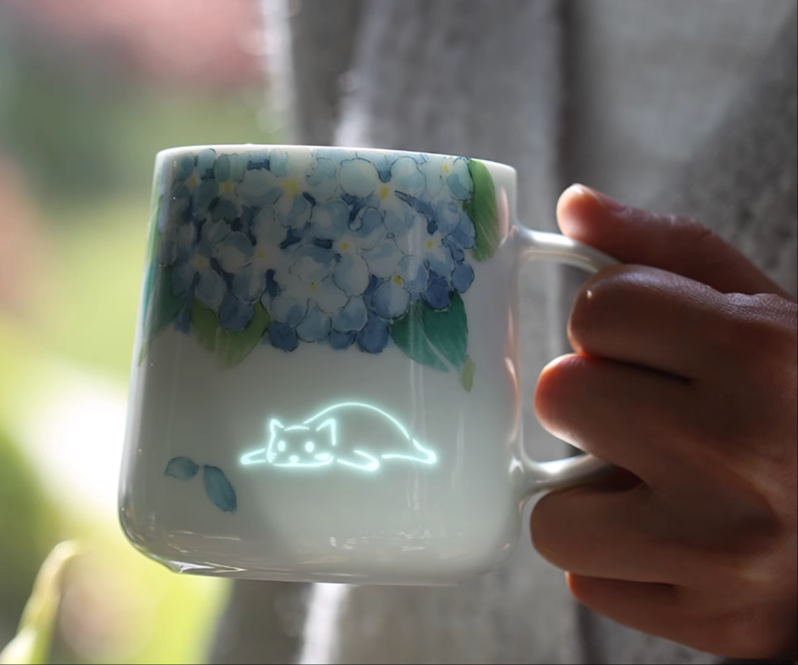 「Floral Whispers」Luminous Cat Mug
